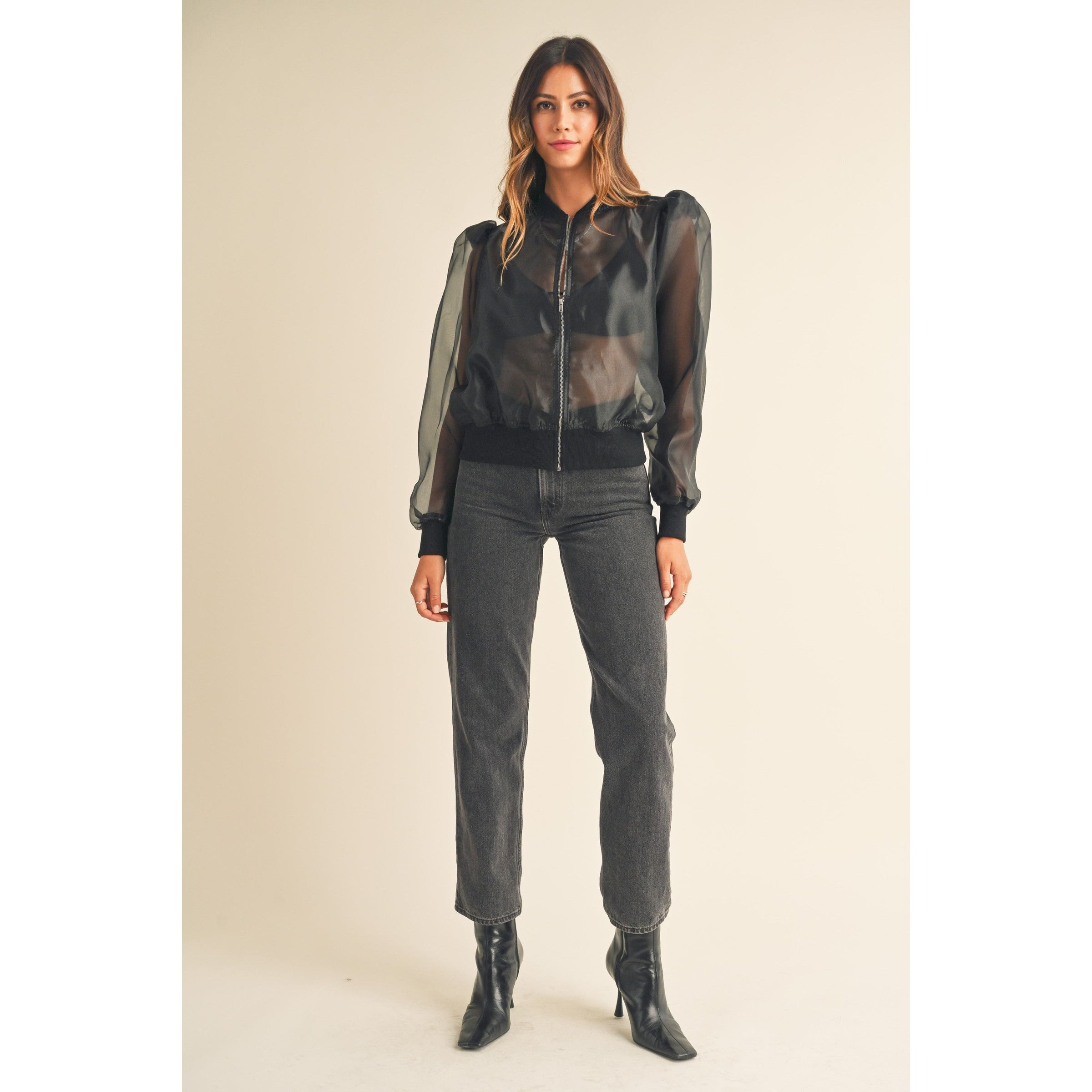 Mesh bomber jacket