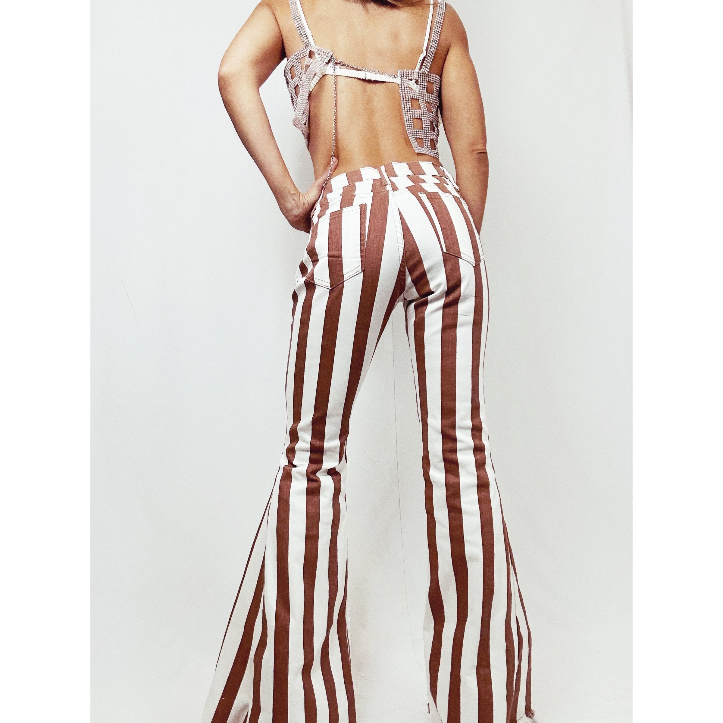 Jeans flared a rayas