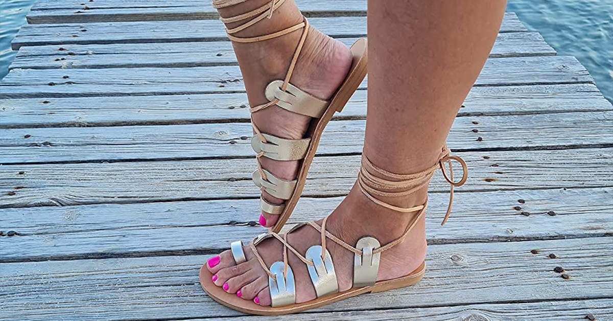 Colorful top gladiator sandals