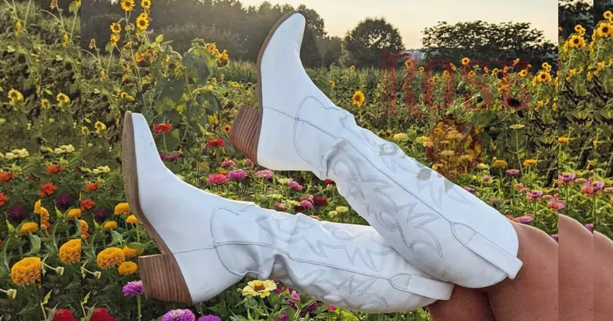 White knee 2025 high cowboy boots