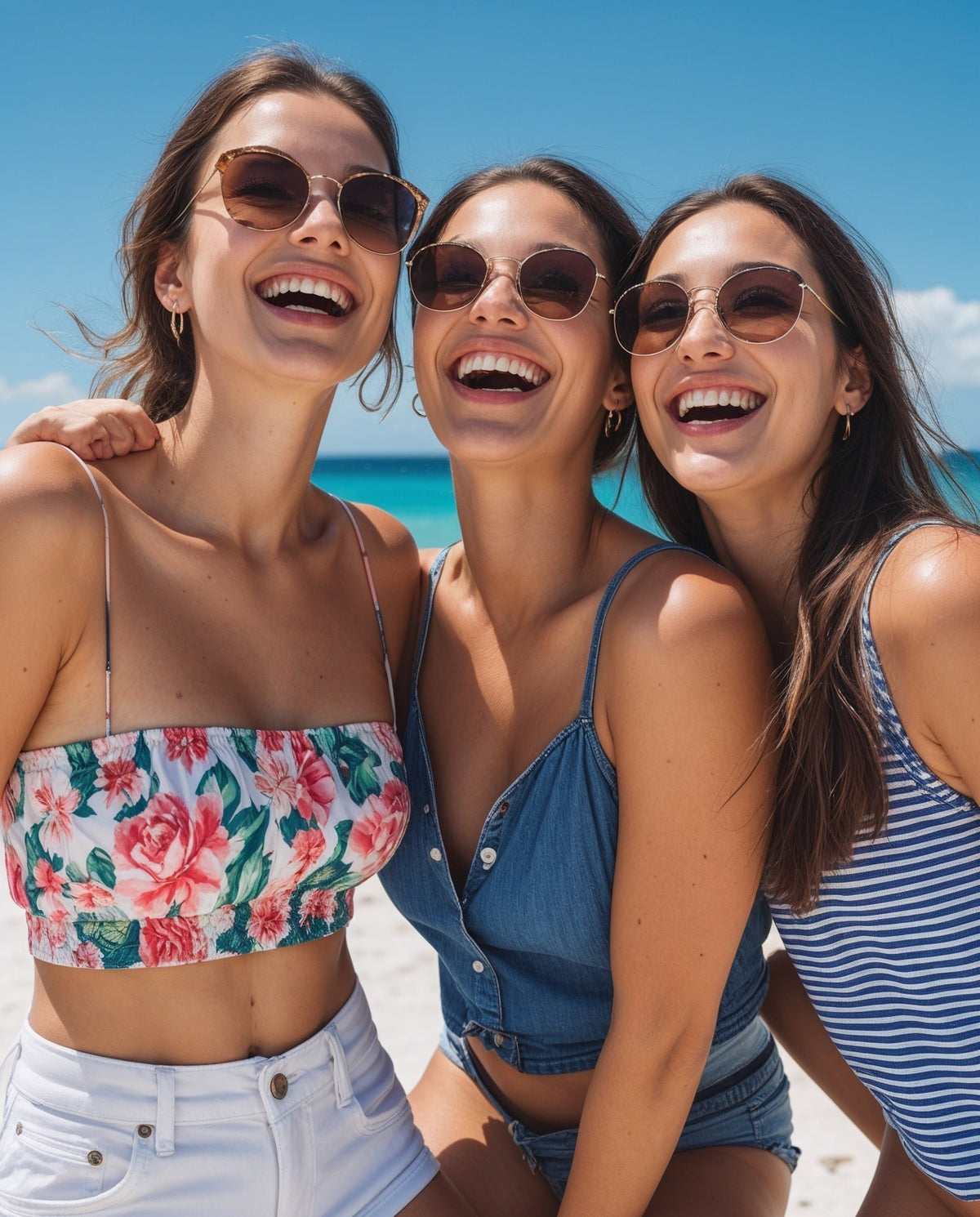 three OP girls enjoy in the beach basic the fashionistas ultimate summer survival kit