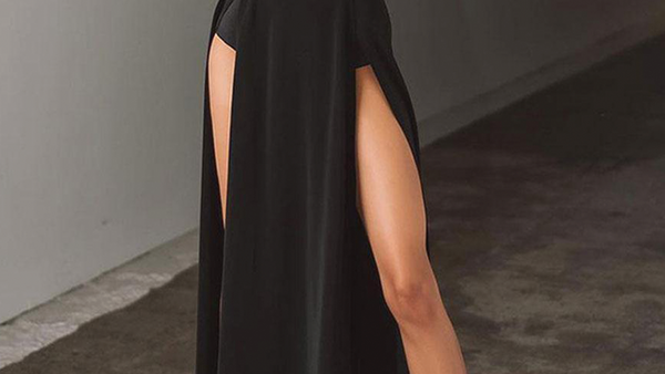 black dress pinterest Shop Double Slit Halter Maxi Dress