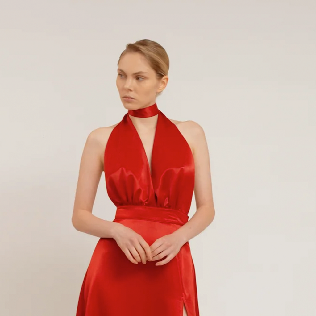 Red 2025 silk dress
