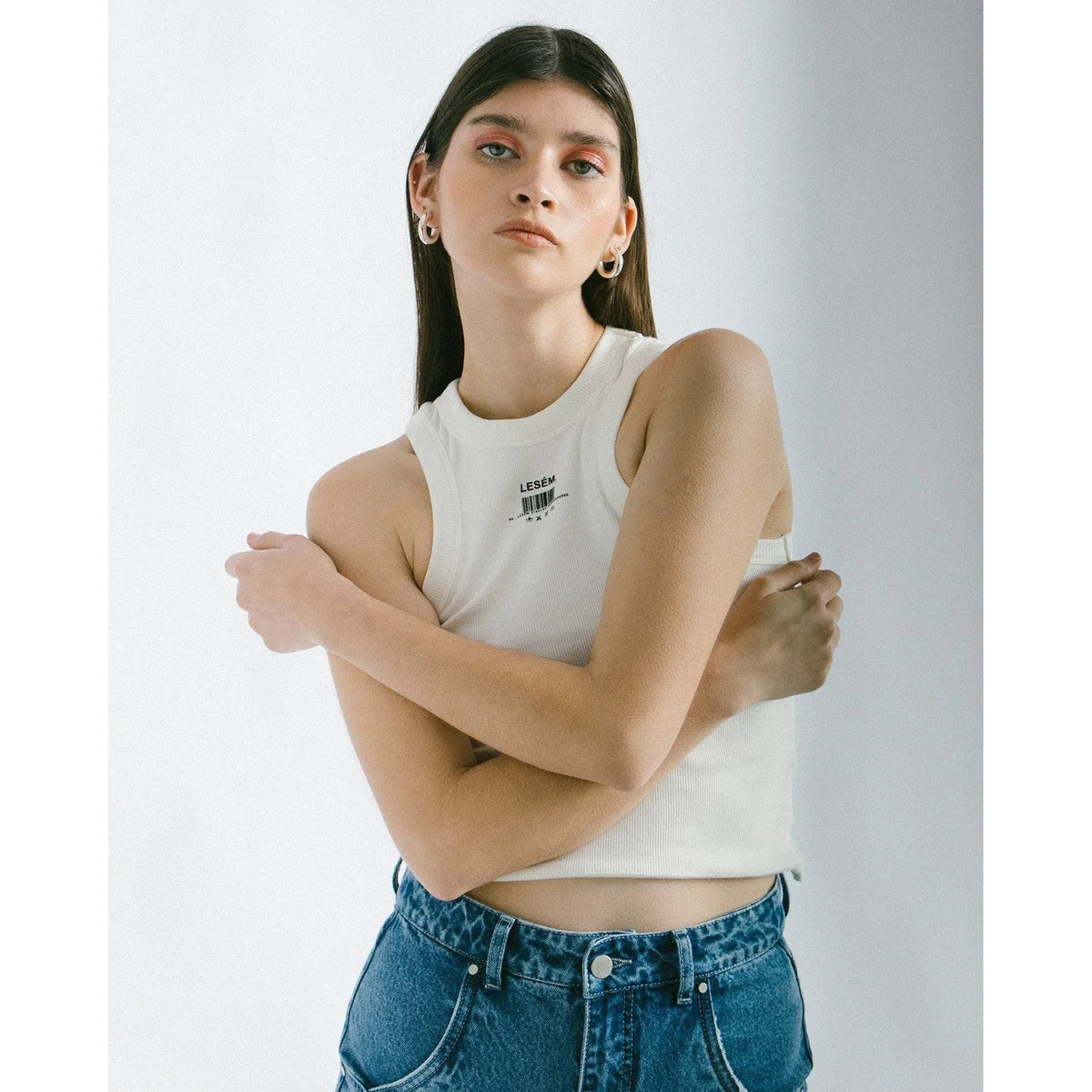 an OnPost model showing how to style ivory in a casual way with an ...