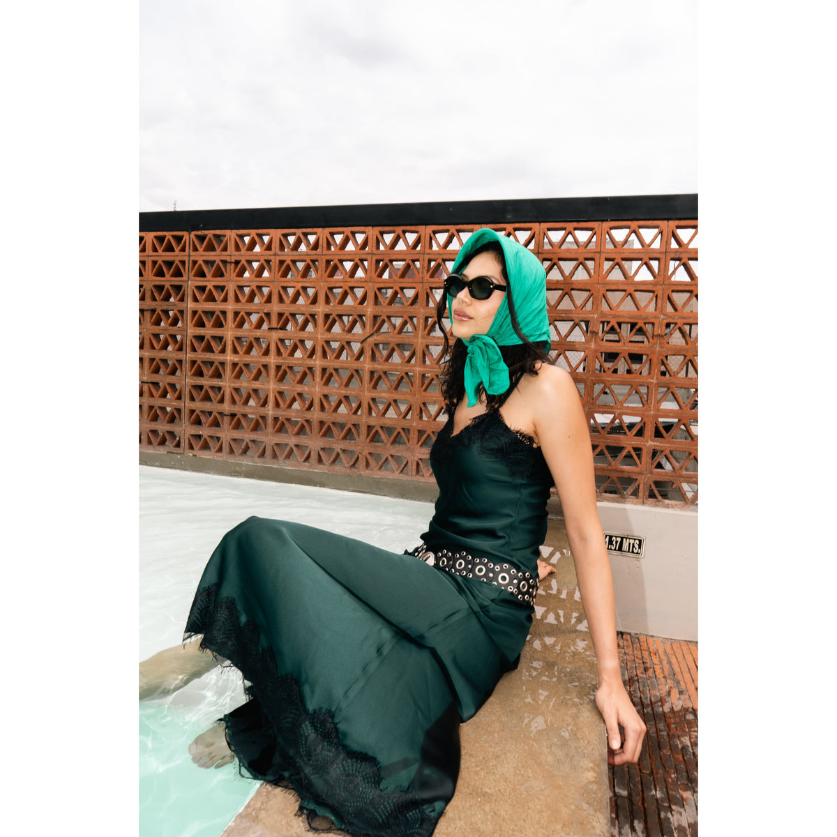 Slip dress largo verde