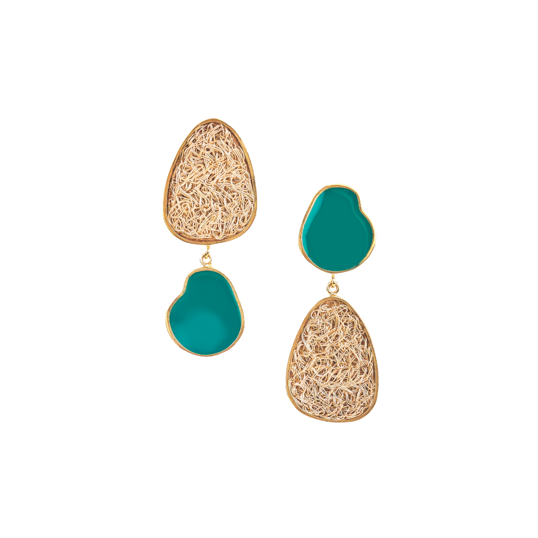 Ancestral Green/Gold Drop Statement Earrings