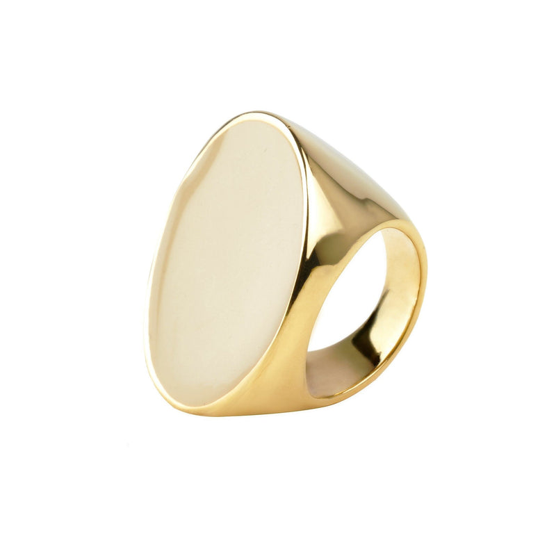 Chunky handmade gold ring featuring a sculptural design, ideal for those seeking a bold and artistic accessory.