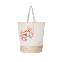Round Canvas Bag with Application / basket Canvas with application Bags Agua D´ Mar 