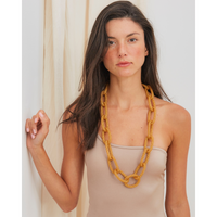 Long Link Beaded Necklace Gold