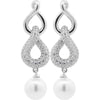 Silver earrings featuring white zirconia and a pearl