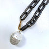 Chunky Lariat Necklace with Pearl Pendant