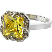 Ring Brillante Cuadrado Amarillo