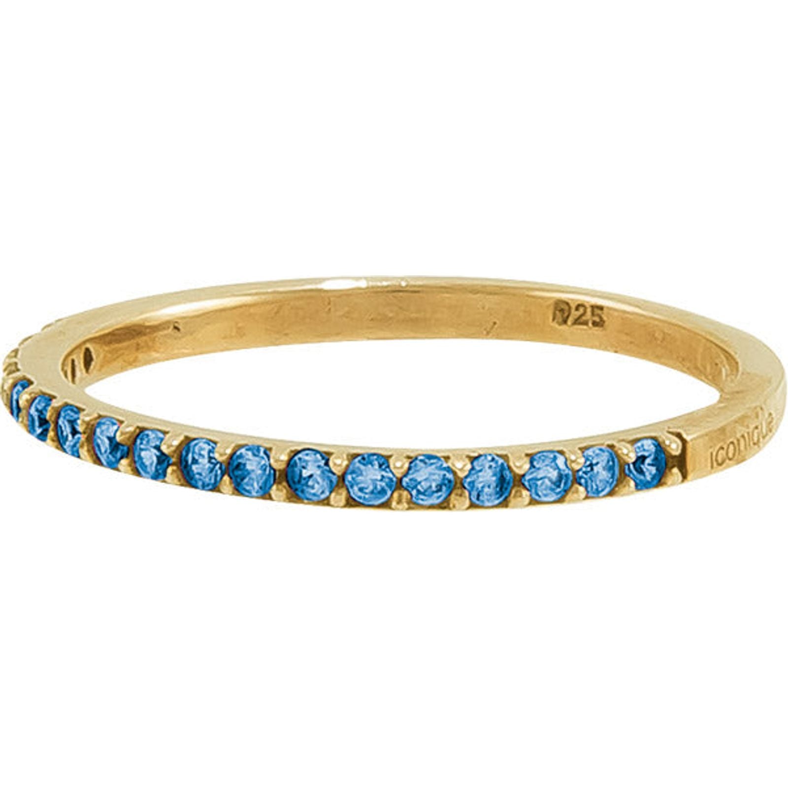 Ring Dorado Simple Zirconia Azul