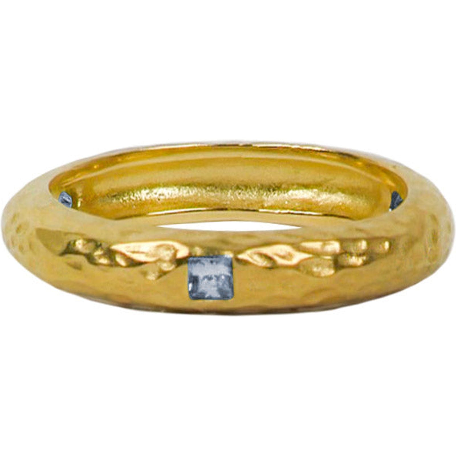 Ring Dorado Texturizado Zirconia Azul Cielo