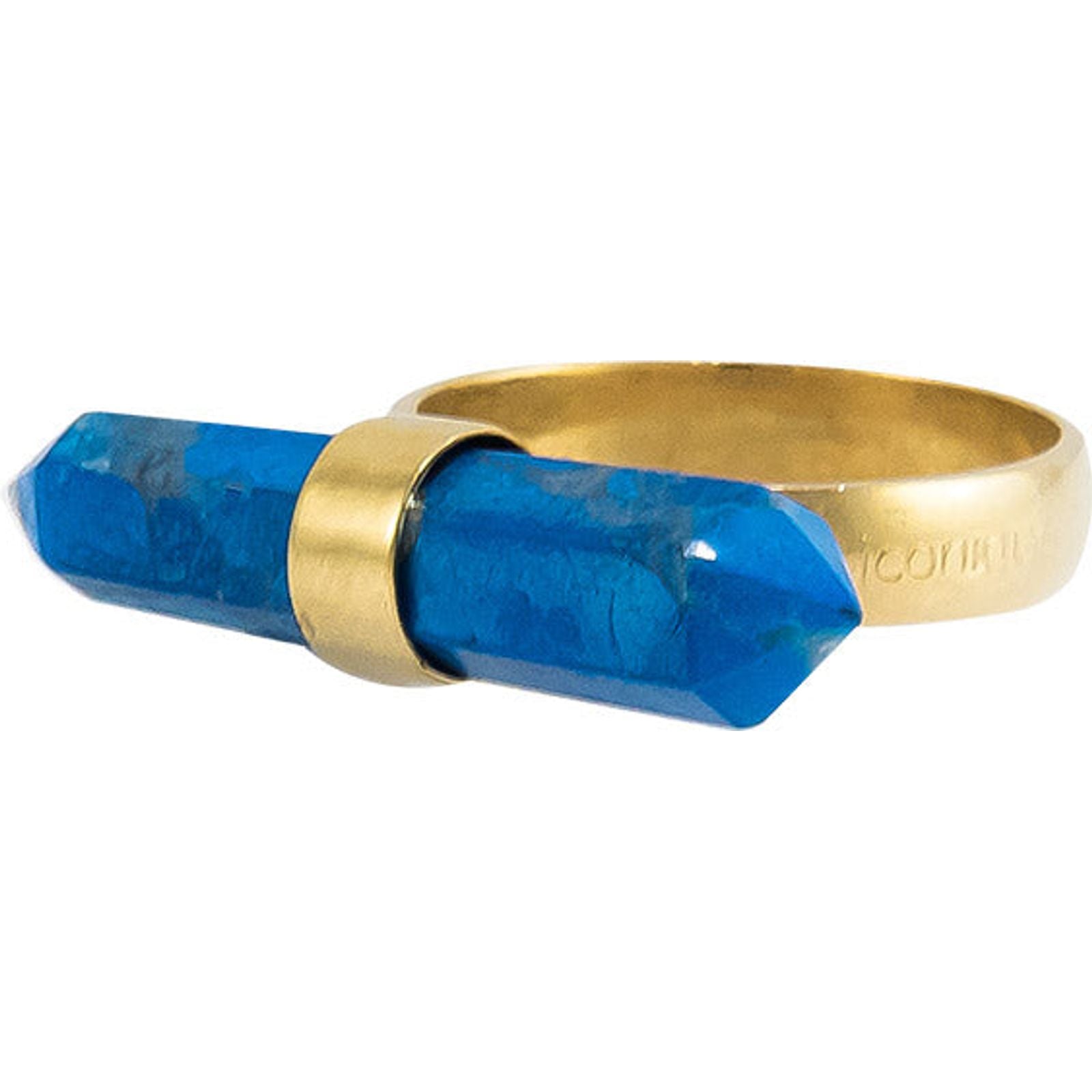 Ring Dorado Piedra Cuarzo Azul