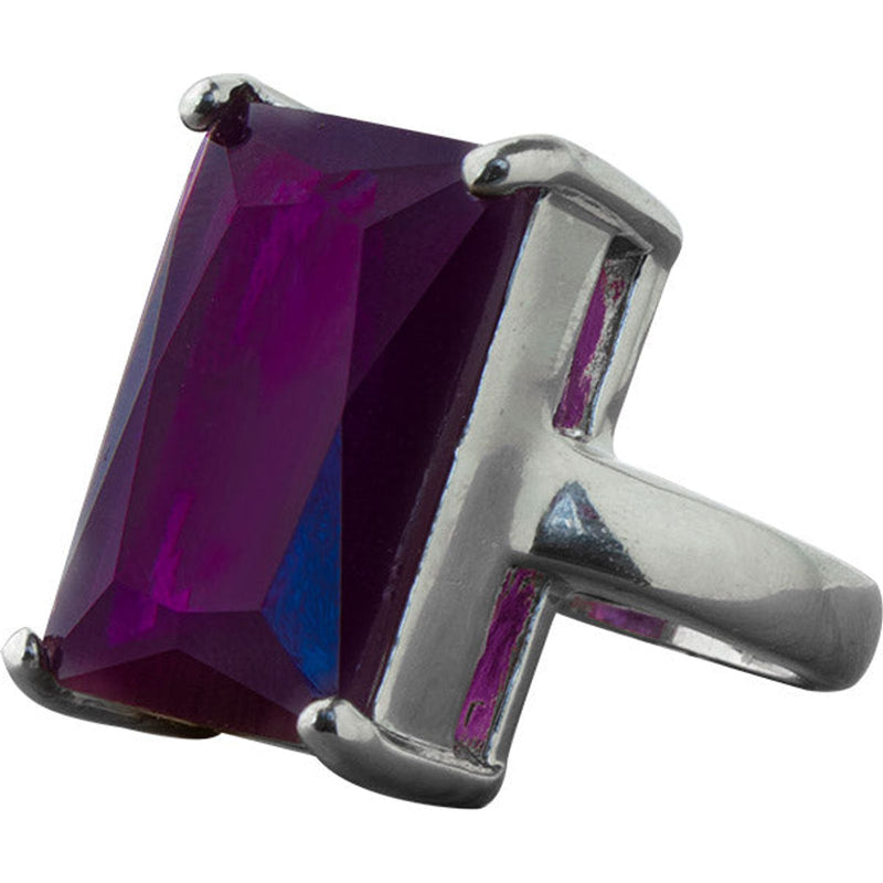 Ring Maxi Plata Zirconia Púrpura