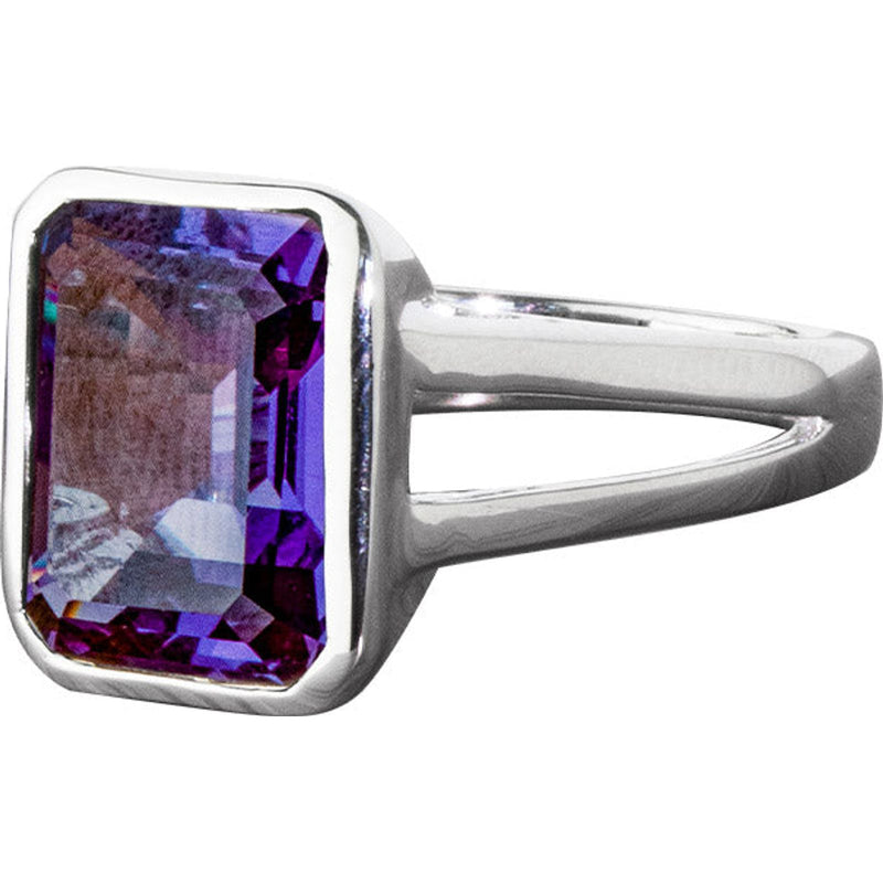 Ring Plata Cuadrado Zirconia Púrpura