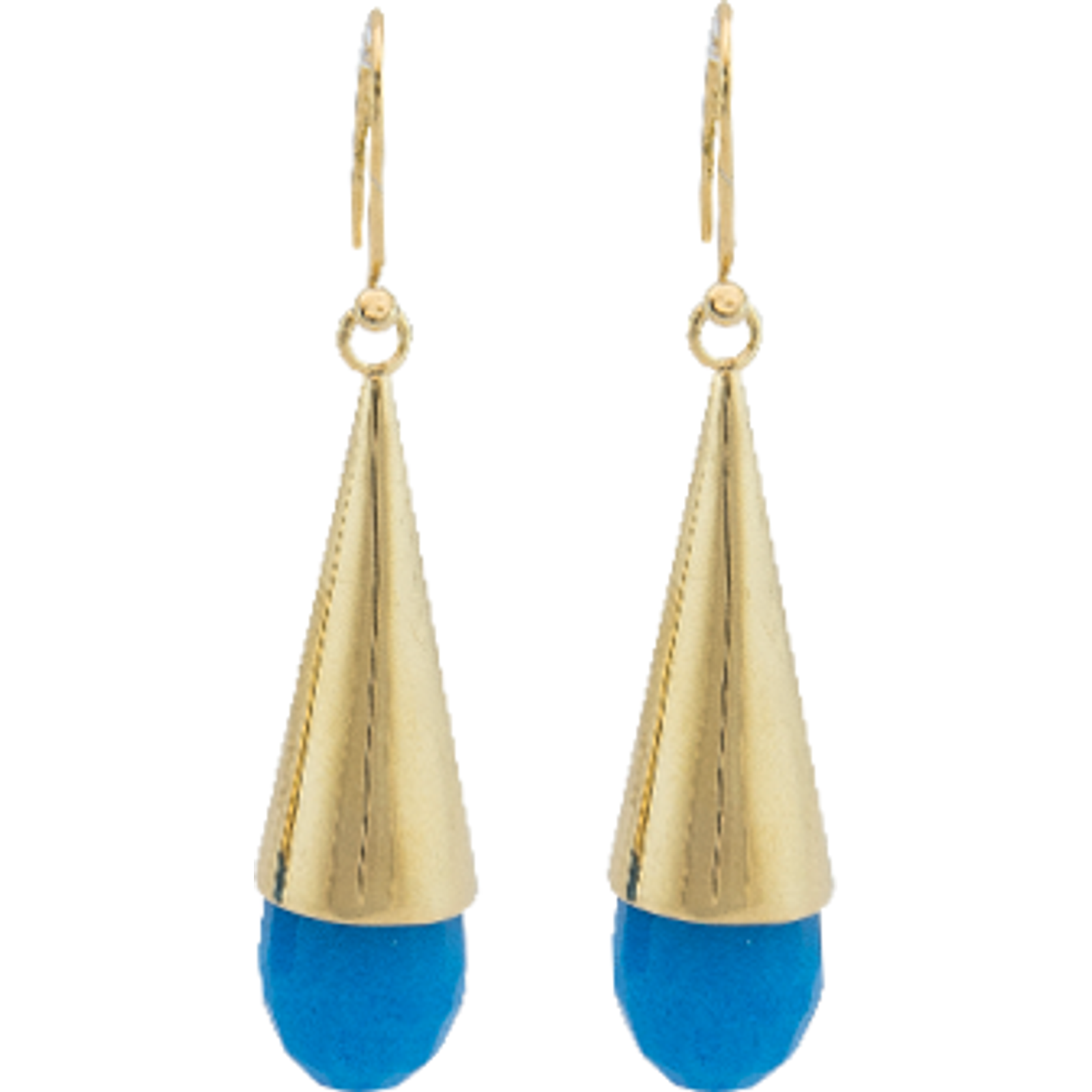 Earrings Dorados Piedra Ágata Azul