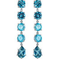Earrings Plata Largos Zirconia Azul