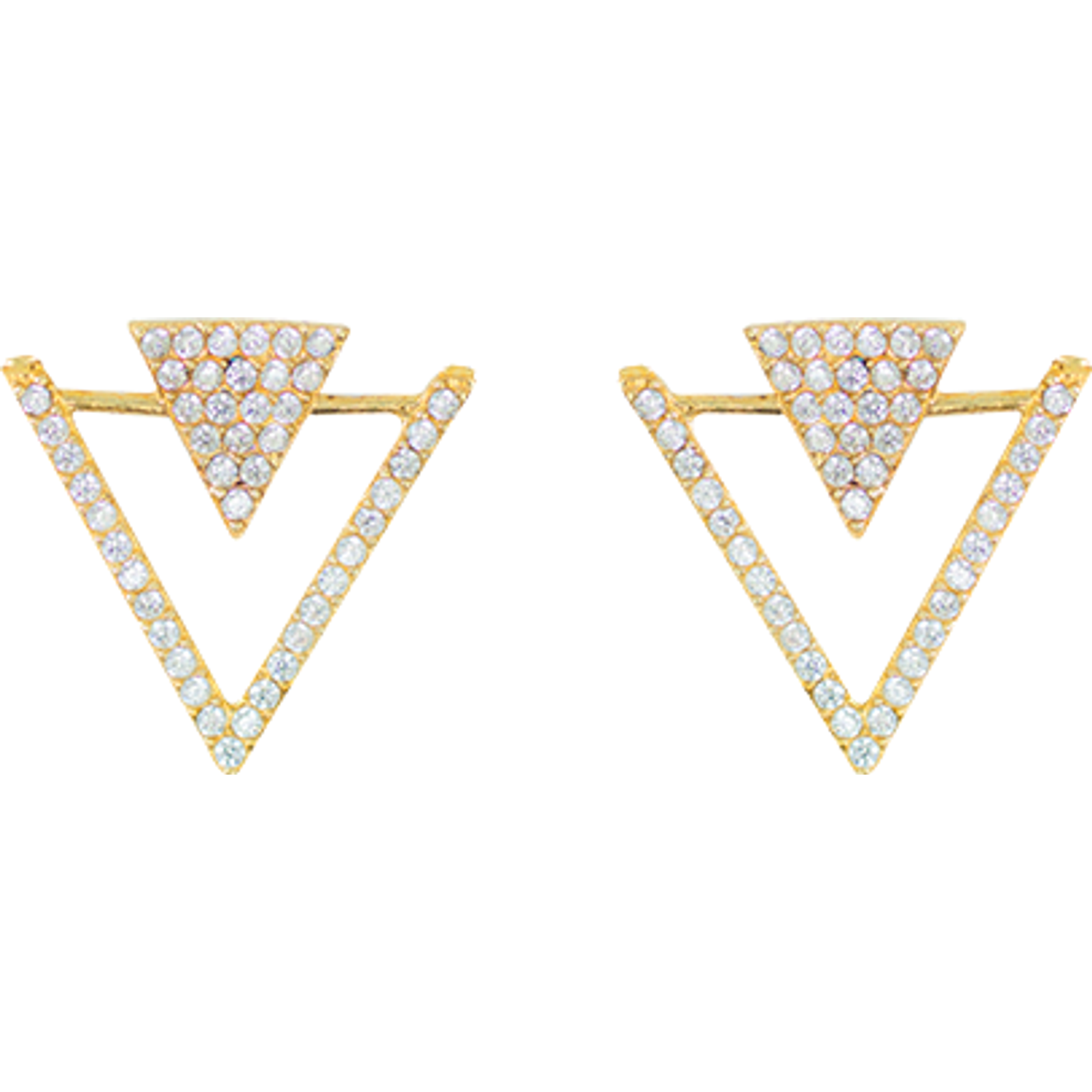 Earrings Triángulos Dorados Zirconia Blanca