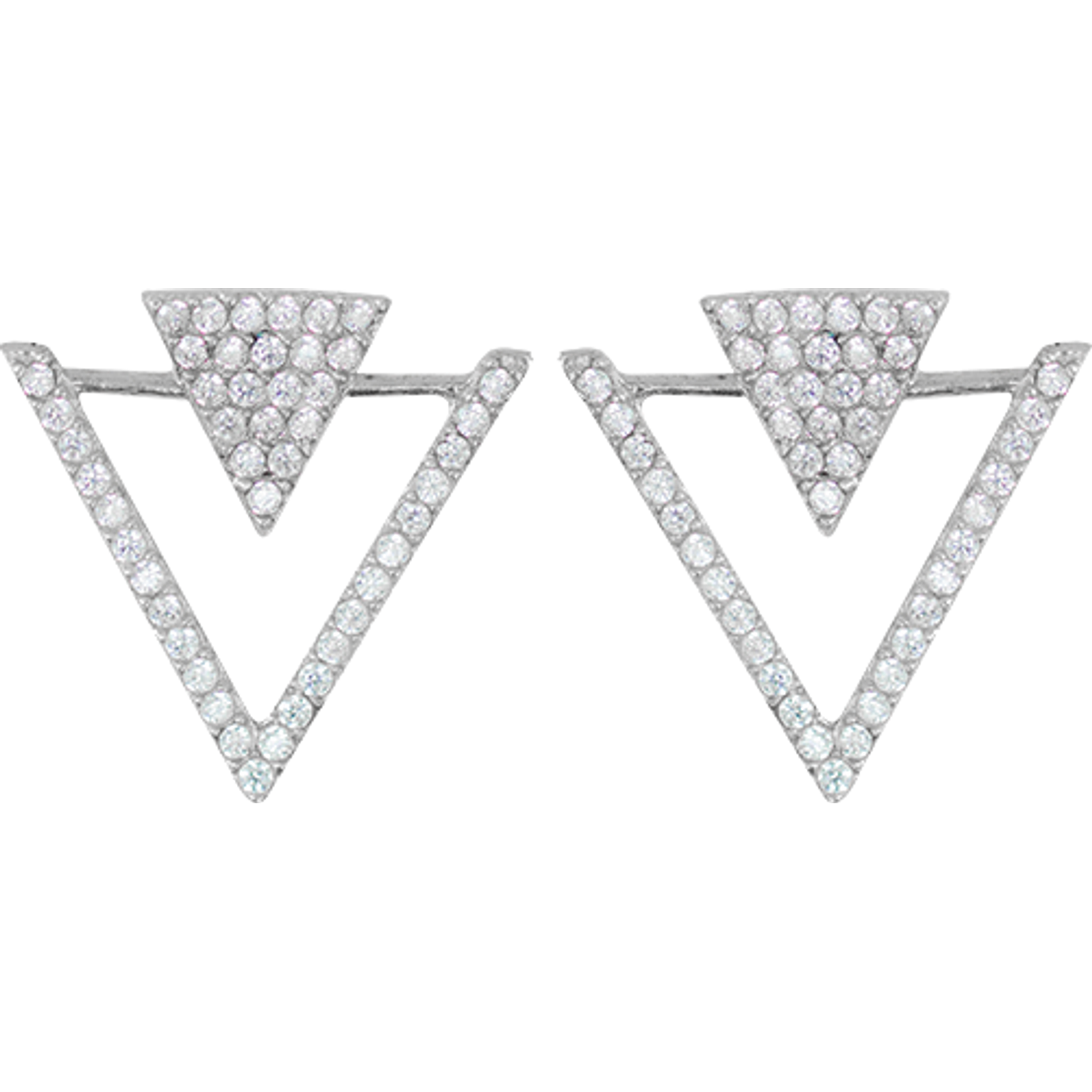 Earrings Triángulos Plata Zirconia Blanca