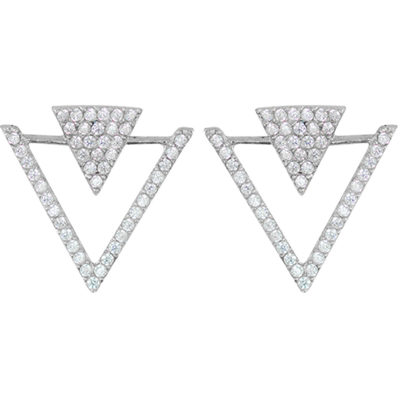 Earrings Triángulos Plata Zirconia Blanca