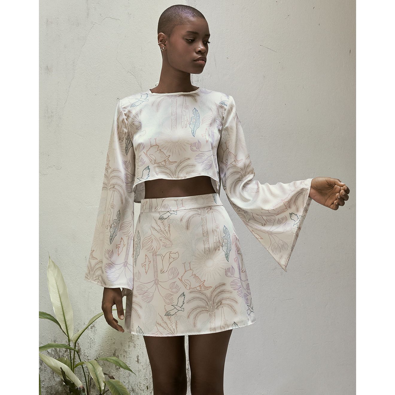 Mediterranean Mosaic Two-Piece Skirt Set