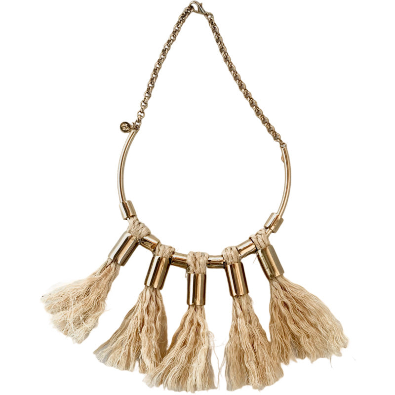 Raffia Tassel Maxi Choker Necklace