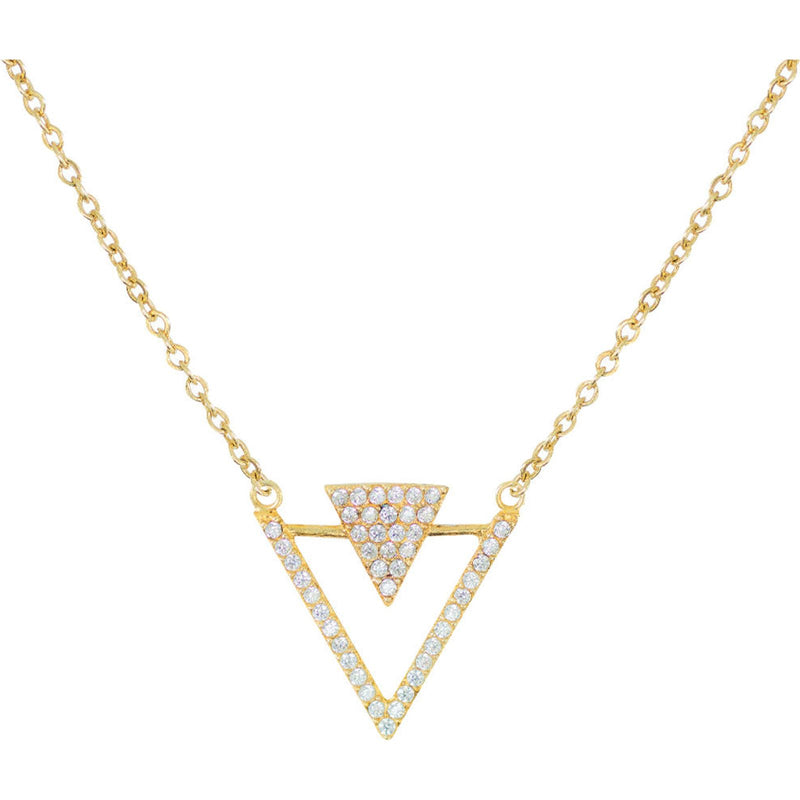 Necklace Triangular Doble Dorado Zirconia