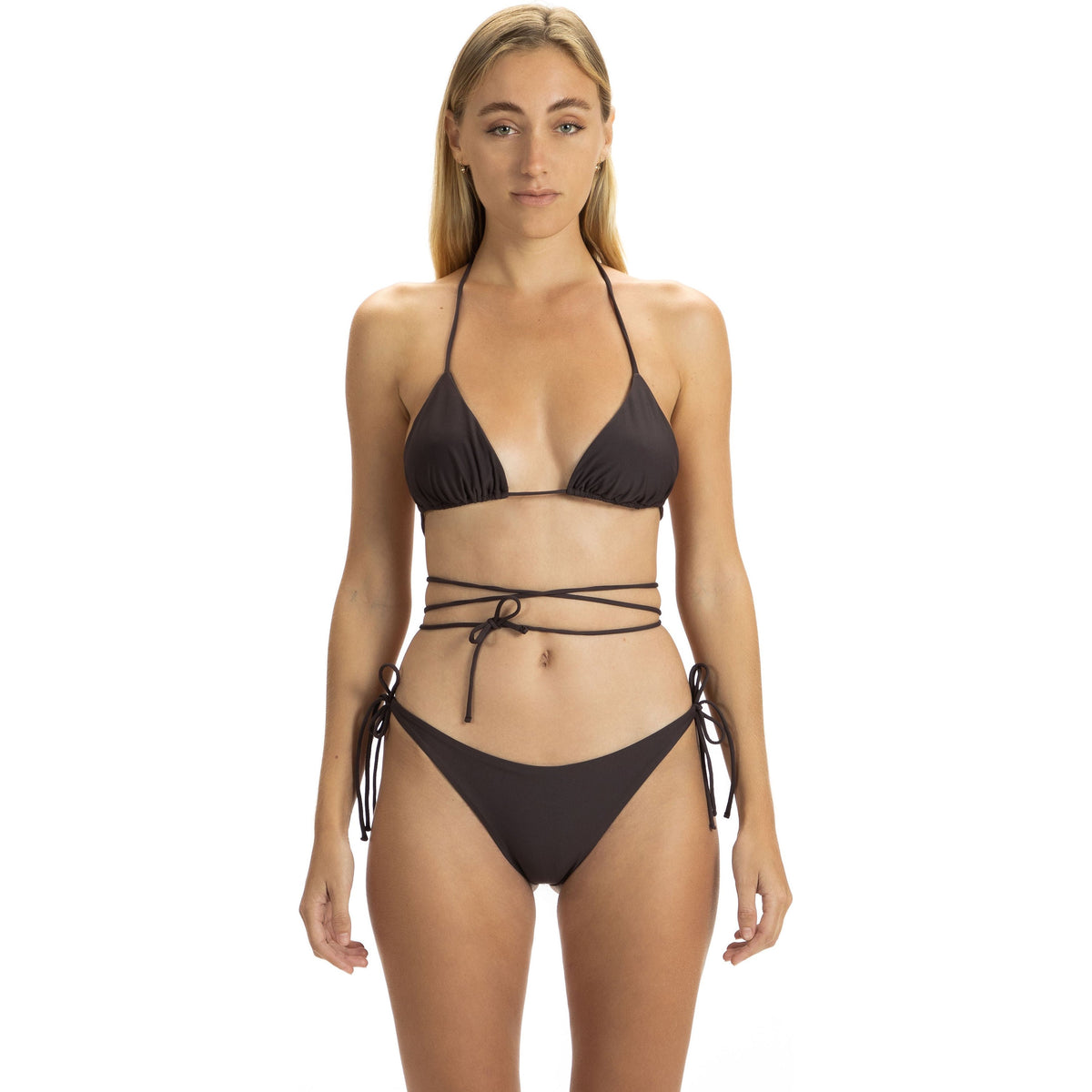 Tied-up bikini set - Brown