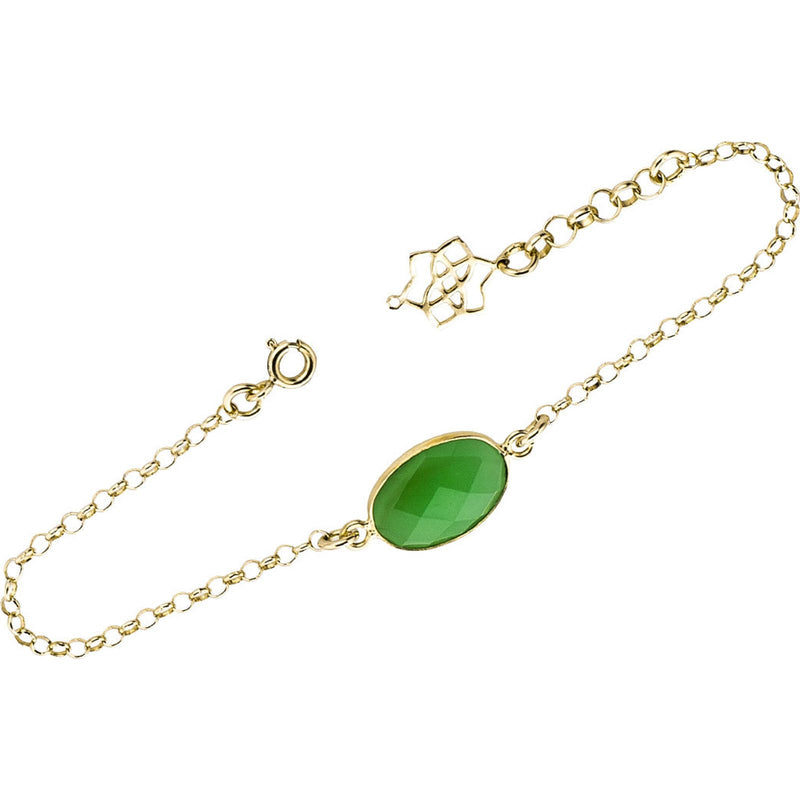 Bracelet Dorada Piedra Jade Verde Claro