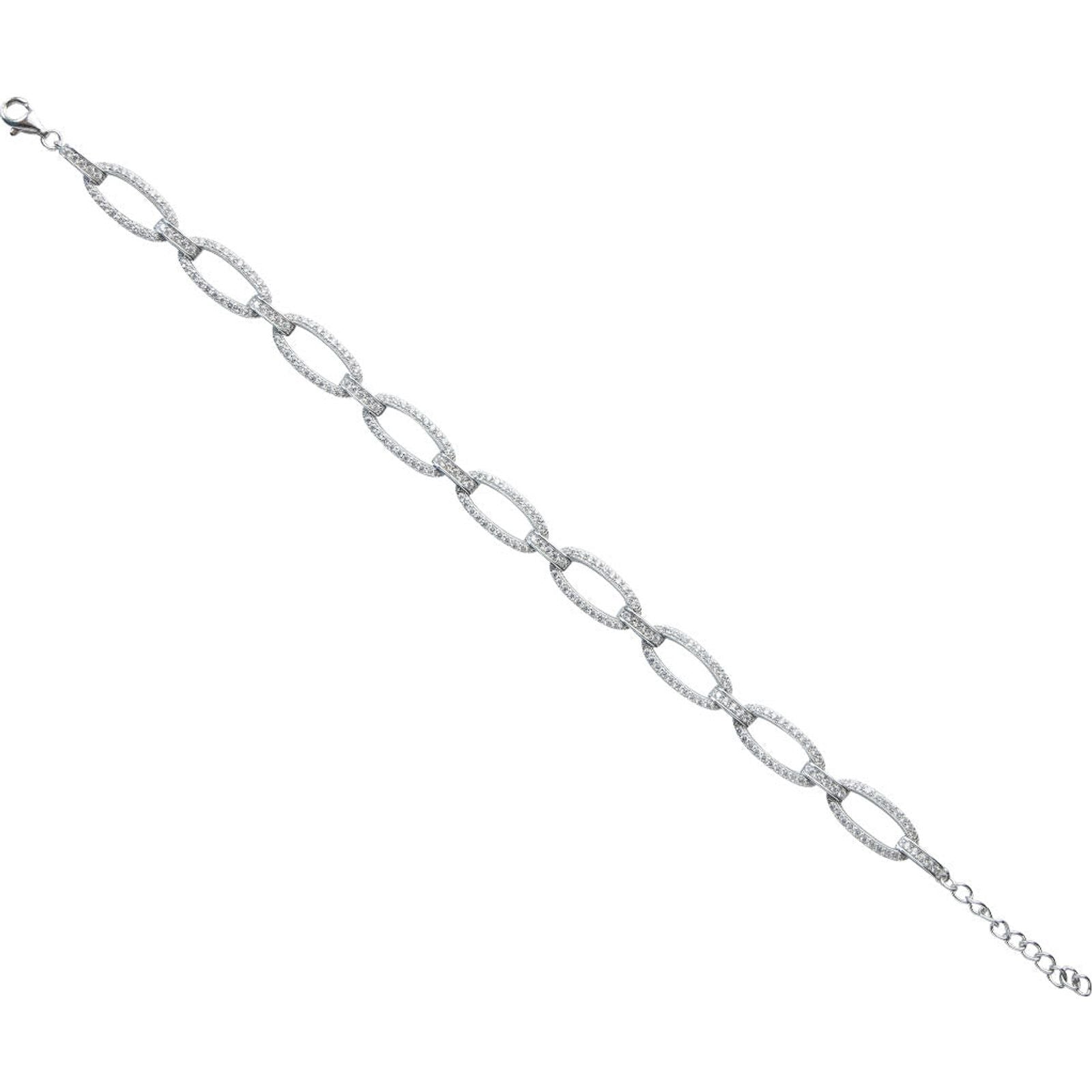 Bracelet Plata Eslabón Rectangular con Piedra