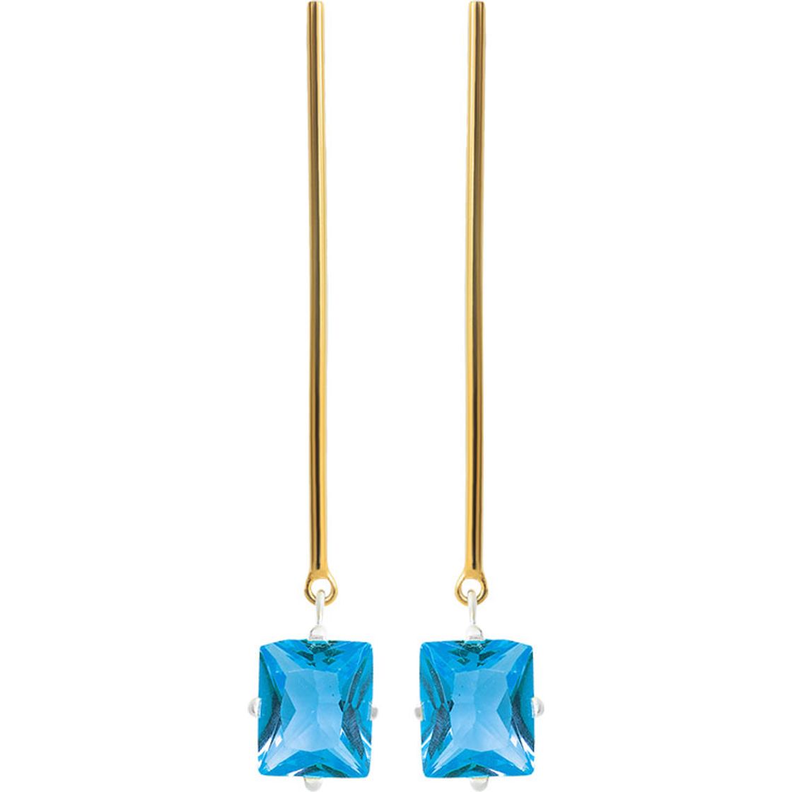 Earrings Largos Dorados Zirconia Azul