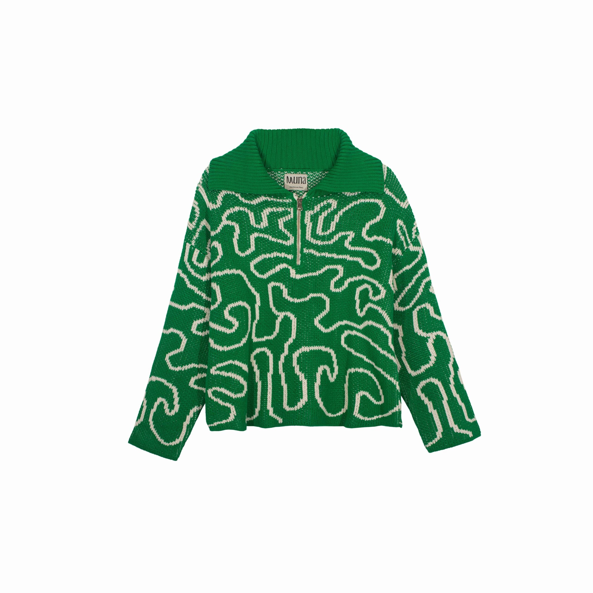 Olas green & ivory sweater